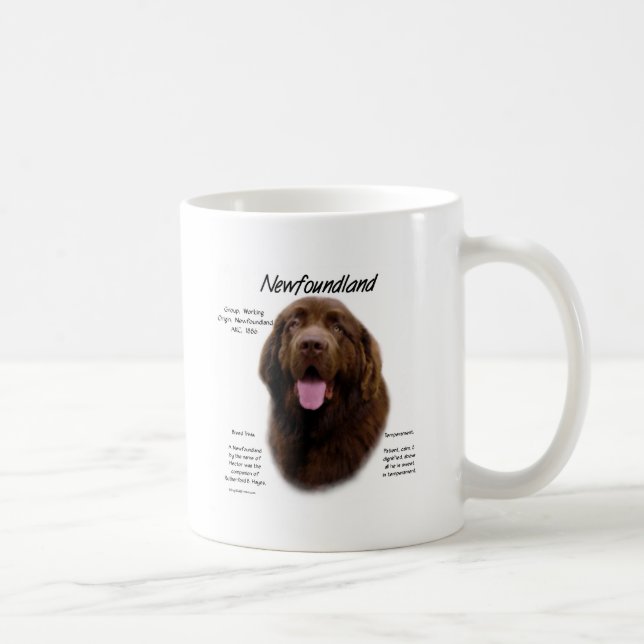 Caneca De Café Design de História da Terra Nova (Brown) (Direita)