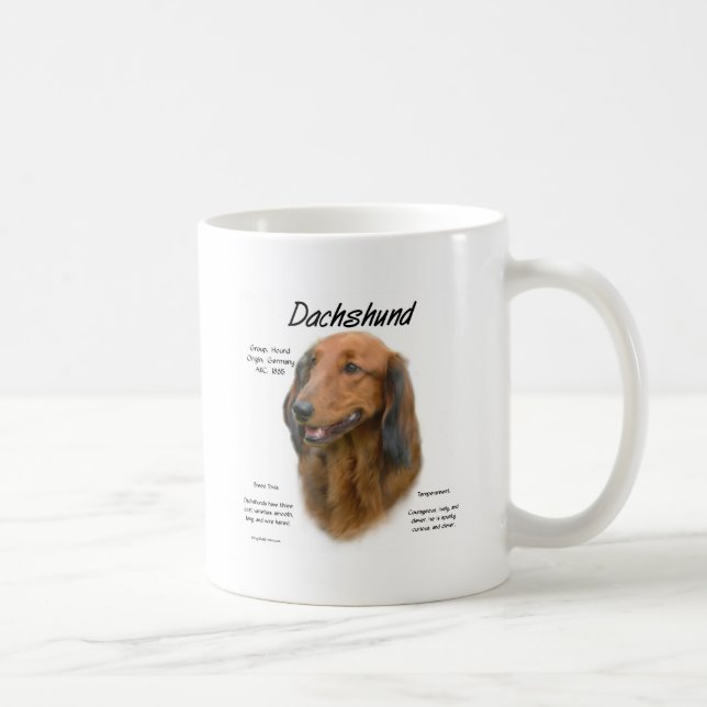 Caneca De Café Design de História de Dachshund (longhair) (Direita)