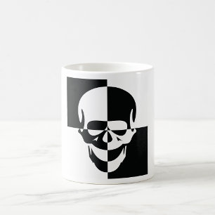 Caneca De Café Design de Illusão Óptica Branca e Negra Negra