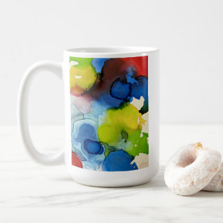 Caneca De Café Design de Ink Blot em vermelho, azul, amarelo e ve
