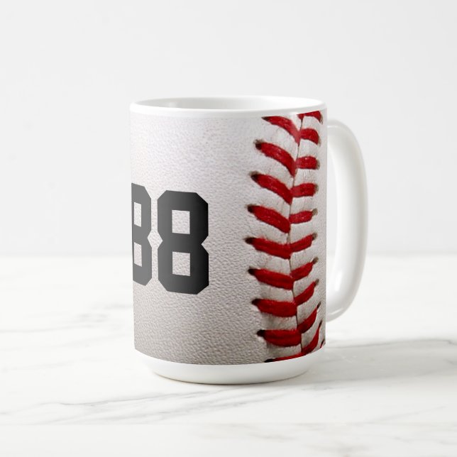 Caneca De Café Design de jogador de beisebol com número de camisa (Frente Esquerda)