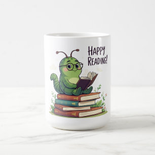 Caneca De Café Design de Leitura Minhoca