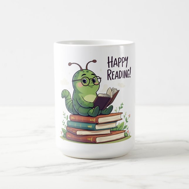 Caneca De Café Design de Leitura Minhoca (Centro)