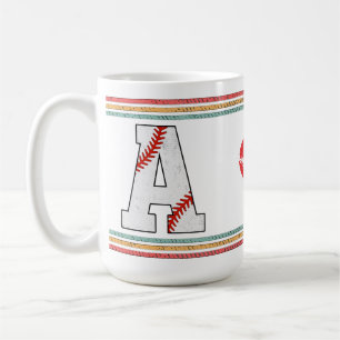 Caneca De Café Design de letra A de beisebol retrô vintage