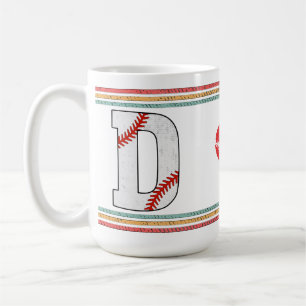 Caneca De Café Design de letra D de beisebol retrô vintage