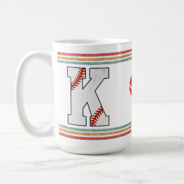 Caneca De Café Design de letra K de beisebol retrô vintage