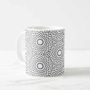 Caneca De Café Design de Mandala Abstrato Preto e Branco Sem Cost