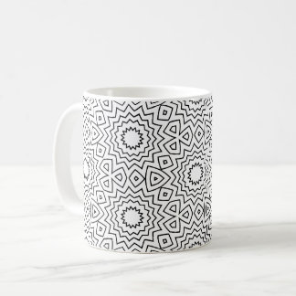 Caneca De Café Design de Mandala Abstrato Preto e Branco Sem Cost