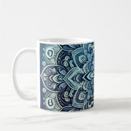 Caneca De Café Design de Mandala com Gradiente Azul