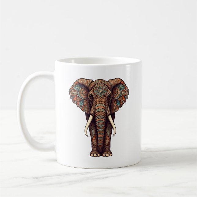 Caneca De Café Design de Mandala Elephant (Esquerda)