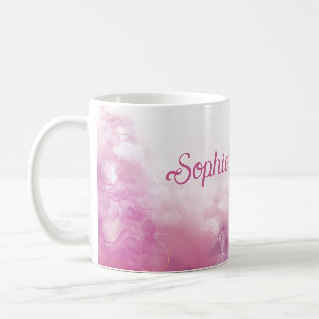 Caneca De Café Design de mármore rosa-rosa personalizado (Esquerda)