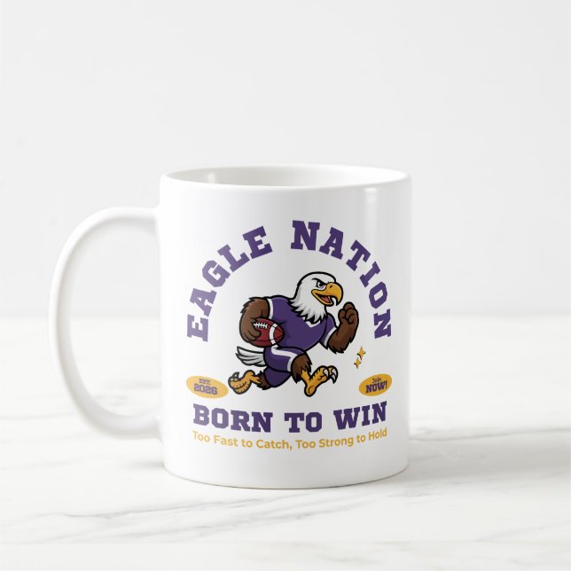 Caneca De Café Design de Mascote de Futebol da Eagle Nation (Esquerda)