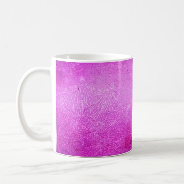 Caneca De Café Design de meditação cor-de-rosa Mandala (Esquerda)