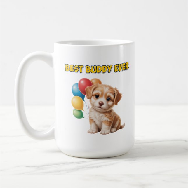 Caneca De Café Design de "Melhor Amigo de Sempre" de Cachorrinho  (Esquerda)