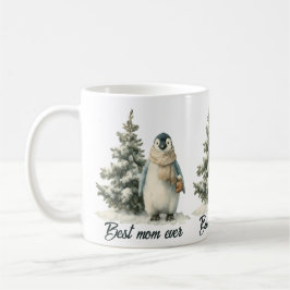 Caneca De Café Design de “Melhor Mãe do Mundo” com Pinguim de Inv