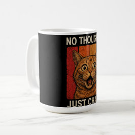 Caneca De Café Design de Meme de Gato Laranja Caos Sem Pensamento
