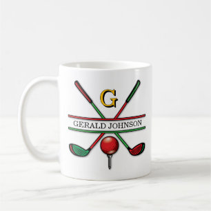 Caneca De Café Design de Monograma de Golfer de Natal