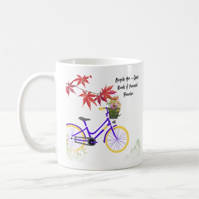 Caneca De Café Design de Motivação de Bicicleta Floral (Esquerda)