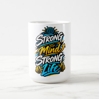 Caneca De Café Design de Motivação para Fitness Mente Forte Vida