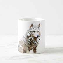 Design de Mug Mosaico do Lobo Branco-Cinto