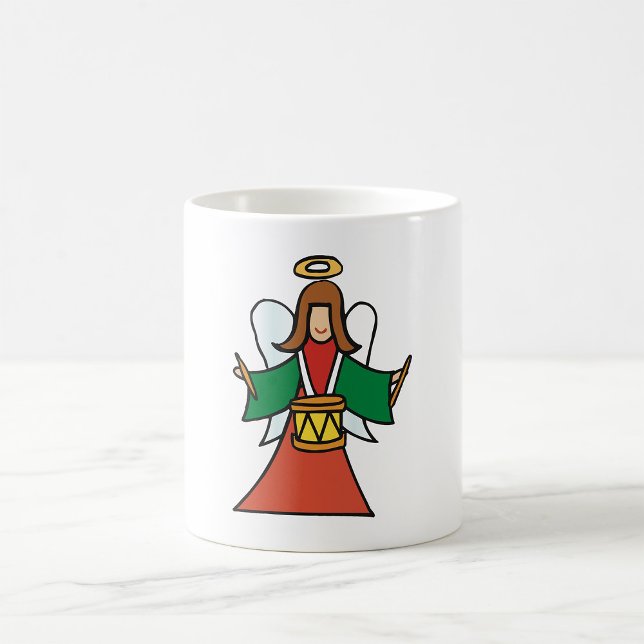 Caneca De Café Design de Música Natal Angel Drummer Holider (Criador carregado)