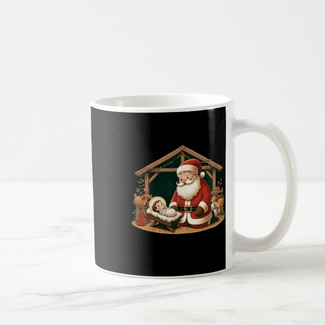 Caneca De Café Design de Natal Conhecendo Papai Noel com Ba (Direita)