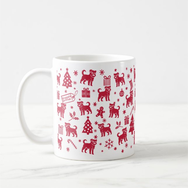Caneca De Café Design de Natal de Bruxelas Griffon (Esquerda)