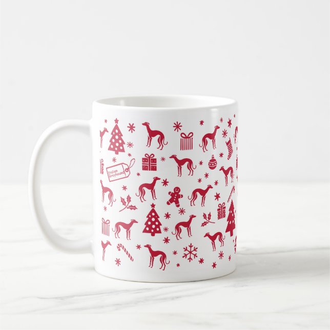 Caneca De Café Design de Natal de Greyhound Italiano (Esquerda)