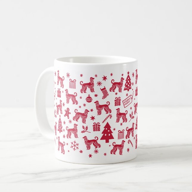 Caneca De Café Design de Natal de Hound no Afeganistão (Frente Esquerda)