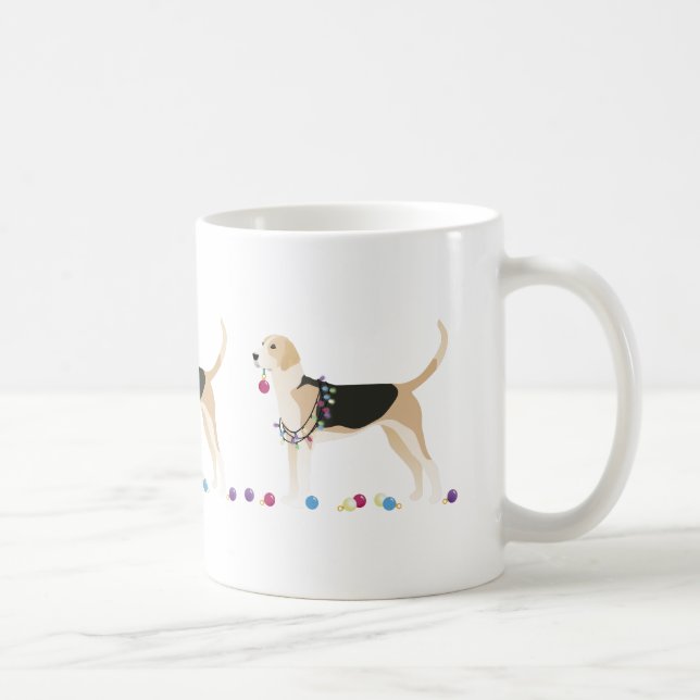 Caneca De Café Design de Natal Inglês Foxhound Silhouette (Direita)