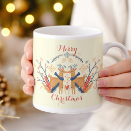 Caneca De Café Design de Natal Nórdico para Reindeiros Escandinav