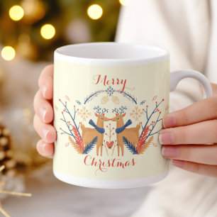 Caneca De Café Design de Natal Nórdico para Reindeiros Escandinav