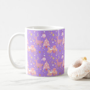 Caneca De Café Design de Natal rosa e roxo e Dourado