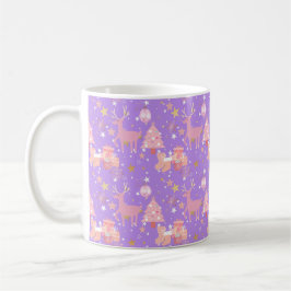 Caneca De Café Design de Natal rosa e roxo e Dourado