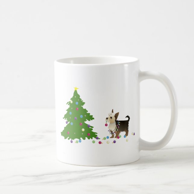 Caneca De Café Design de Natal Yorkie (Direita)