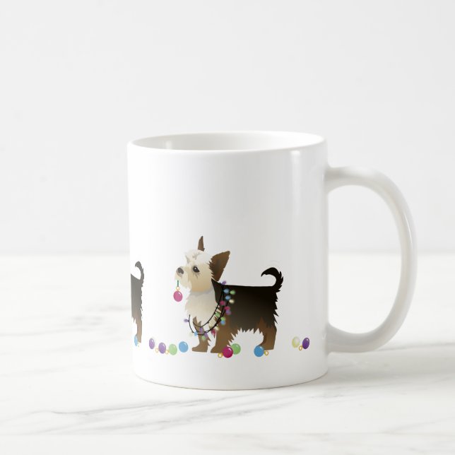 Caneca De Café Design de Natal Yorkie (Direita)