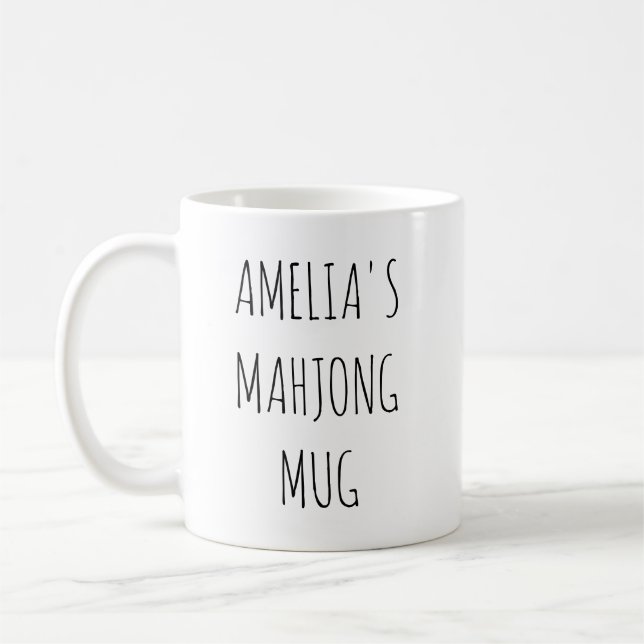 Caneca De Café Design de Nome de Mahjong Personalizado Minimalist (Esquerda)