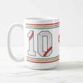Caneca De Café Design de Número 10 de Beisebol Vintage Retro