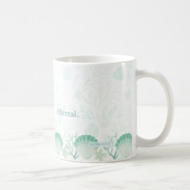 Caneca De Café Design de Oceano em Aquarela Pérola de Verão (Direita)