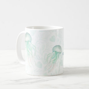 Caneca De Café Design de Oceano em Aquarela Pérola de Verão