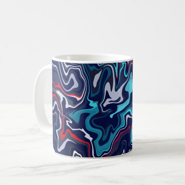 Caneca De Café Design de Onda Fluida Abstrata (Frente Esquerda)