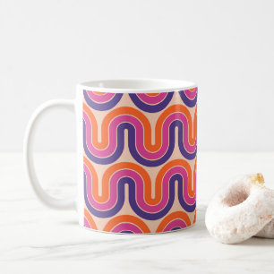 Caneca De Café Design de Onda Geométrica Colorida Retro
