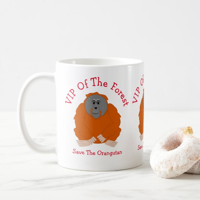 Caneca De Café Design de Orangutan Personalizado (Com Donut)