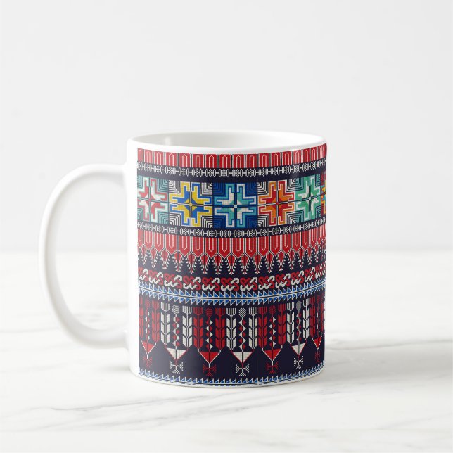Caneca De Café Design de padrão constante com palestino tradicion (Esquerda)