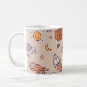 Caneca De Café Design de padrão contínuo de desenho animado fofo 