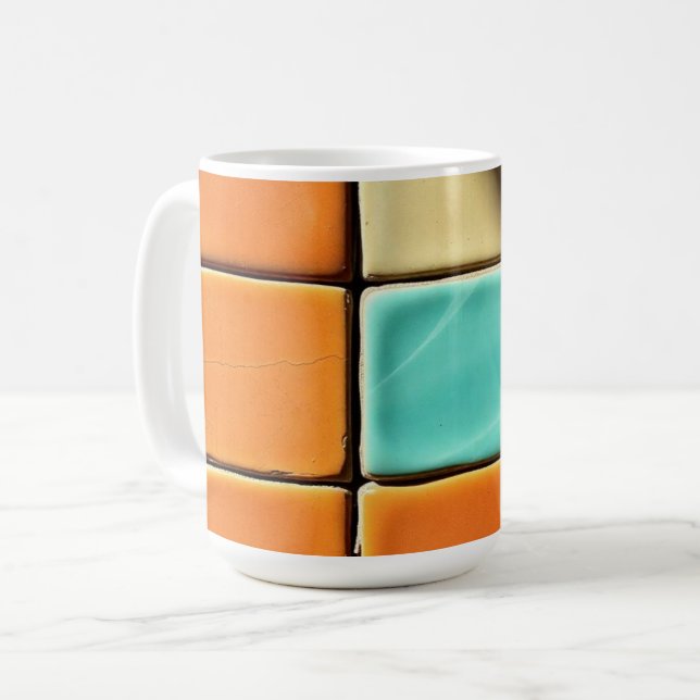 Caneca De Café Design de Padrão de Azulejo Geométrico Moderno (Frente Esquerda)