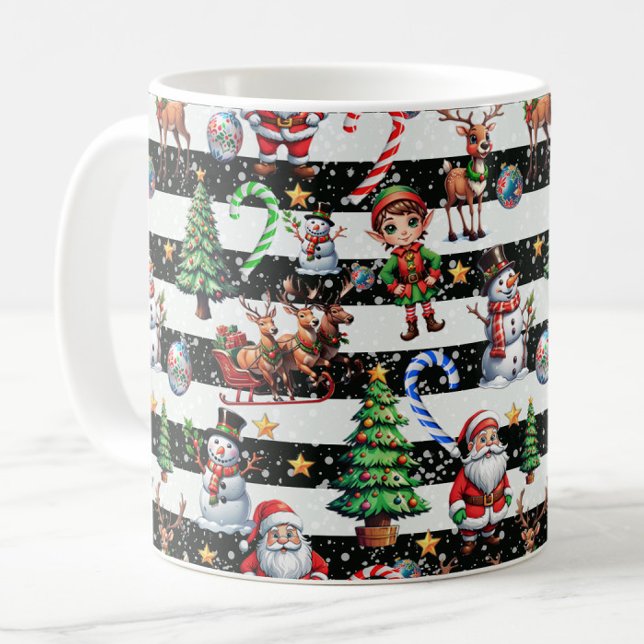 Caneca De Café Design de Padrão de Bandeiras de Natal Decorativas (Criador carregado)