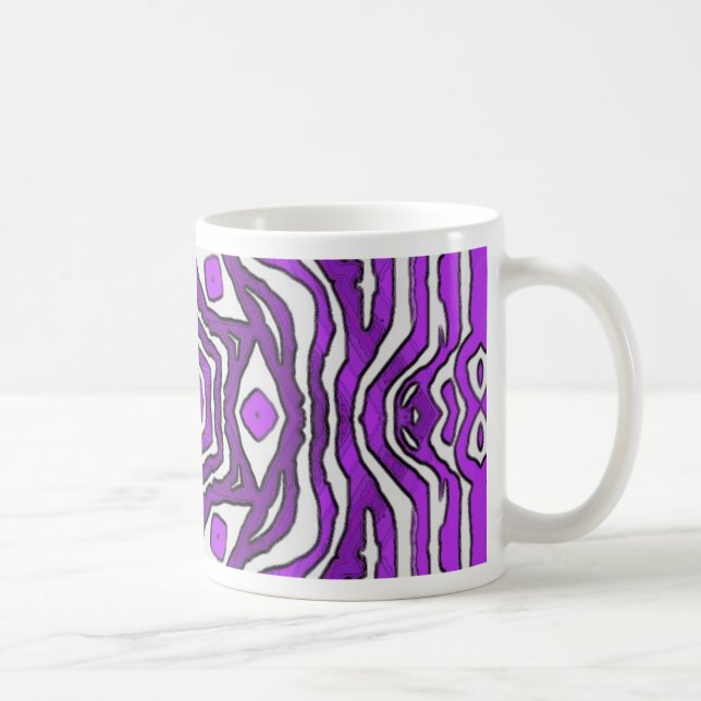 Caneca De Café Design de padrão de círculo branco preto roxo (Direita)