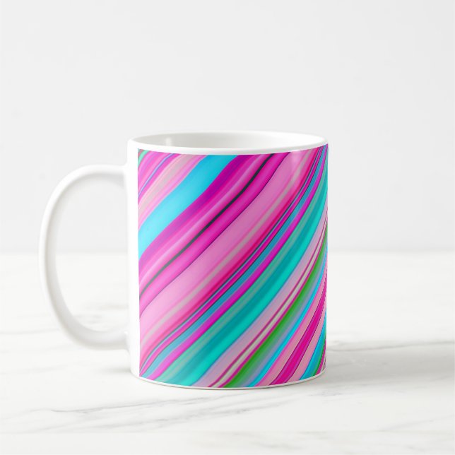 Caneca De Café Design de padrão de listra de arco-íris vibrante (Esquerda)