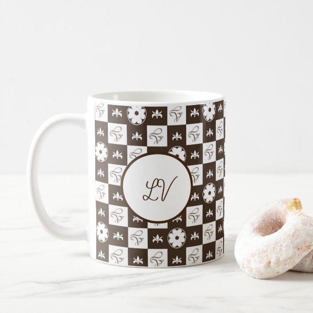 Caneca De Café Design de padrão elegante e clássico (Com Donut)